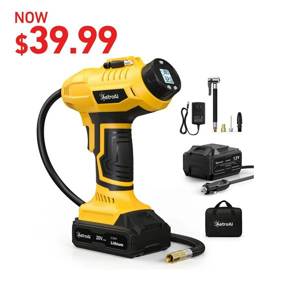 Cordless Tire Inflator Air Compressor 20V Rechargeable Battery Powered 160PSI - Picture 10 of 12